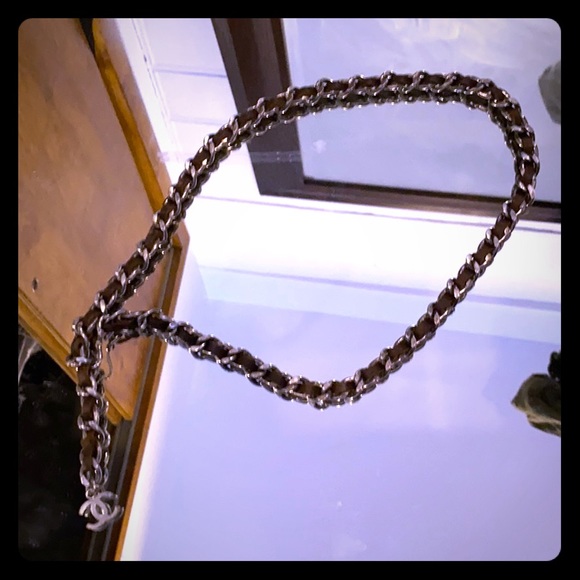 Chanel Nickel/silver brown leather belt - Picture 1 of 13